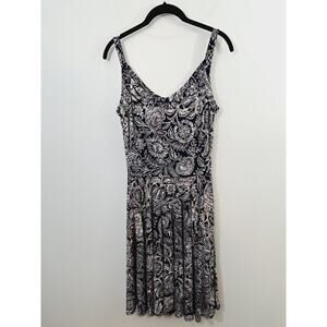 Beacan Cove Women's Navy Floral V-neck Jersey Knit Dress Size Small